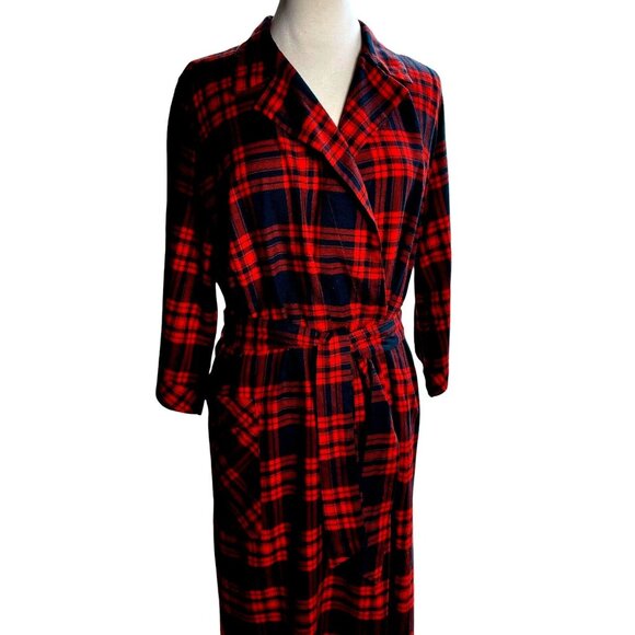 Vtg. Bard's Women’s M L Wool blend bath robe red plaid - Picture 8 of 13